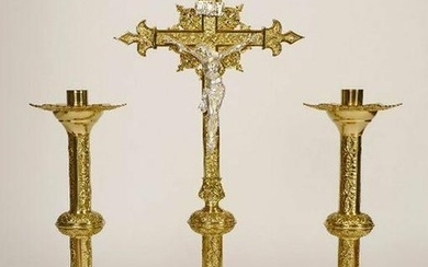 Traditional Altar Cross w/ matching Candlesticks + +