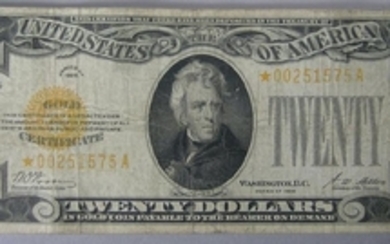 Twenty Dollar Gold Certificate Star Note, Series 1928