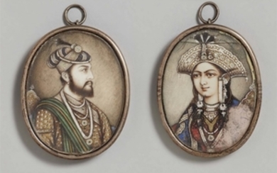 Two Delhi portraits miniatures on ivory. Late ...