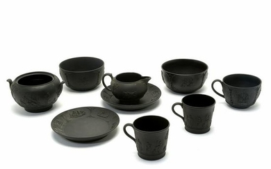 Wedgwood Pottery Basalt Tea Wares, Lot of Nine.