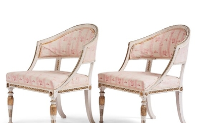 A pair of late Gustavian armchairs, Stockholm, late 18th century.