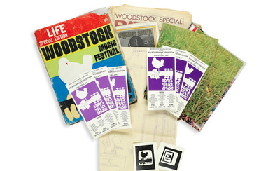 Woodstock: An interesting group of original flyers, magazines, site plans, and programmes
