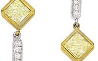 55151: Colored Diamond, Diamond, Gold Earrings Stones