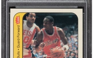 56851: 1986 Fleer Sticker Michael Jordan #8 PSA Mint 9.