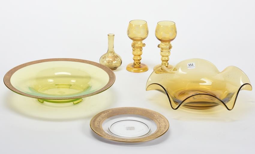 (6) Assorted Art Glass Items