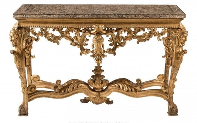 61051: An Italian Carved Giltwood Console Table with Ma