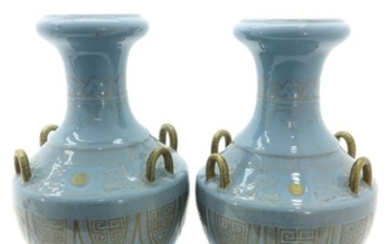 A Pair of Light Blue Decor Vases