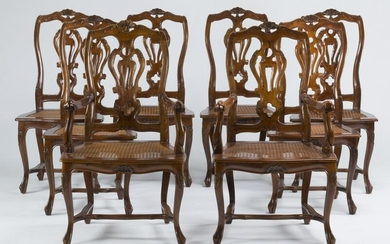 (8) French Provincial style caned chairs