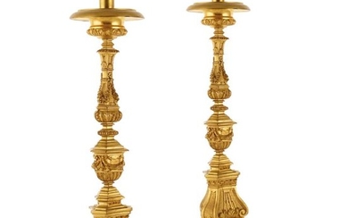 Pair of small bronze torch holders