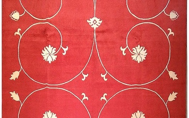 9 x 12 Wool and Silk Contemporary Handmade Rug Wool and Silk RED