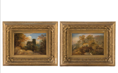 American School, 19th c. Pair of Landscapes, oils