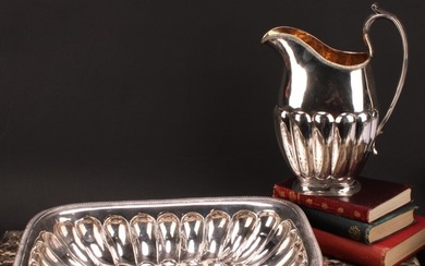 A 19th century Russian silver half-fluted rectangular ewer a...