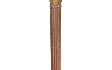 A 19th century polychrome painted carved wooden column, havi...