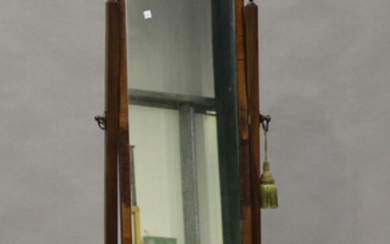 A 20th century Queen Anne style walnut framed cheval mirror, height 160cm, width 40cm.