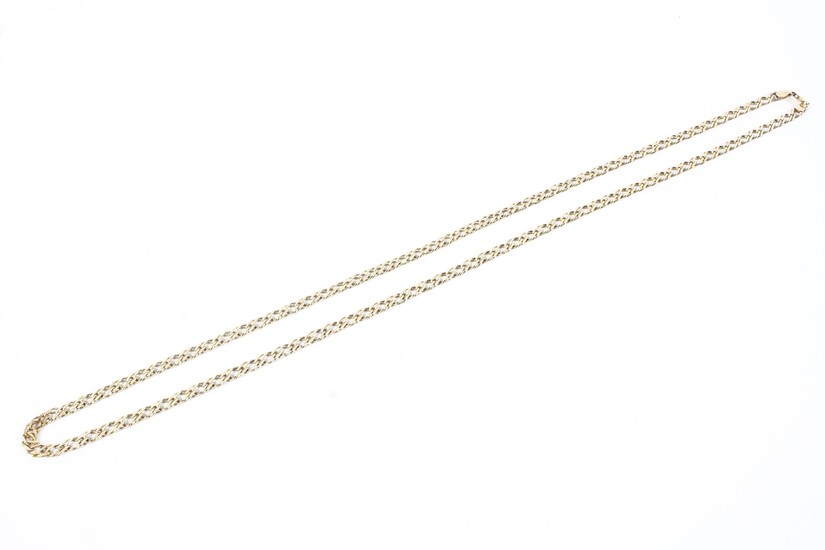 A 9ct gold flat fancy link necklace, 66cm in length
