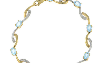 A 9ct gold topaz and pave-set diamond bracelet.