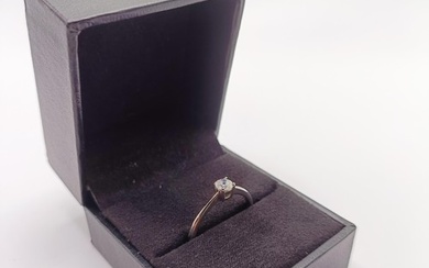 A 9ct white gold and RBC diamond solitaire ring, boxed, diam...