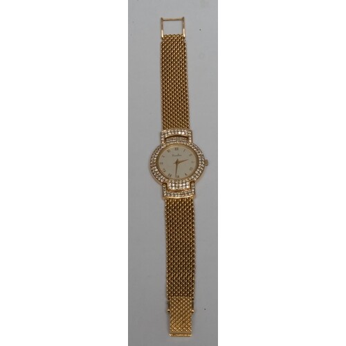 A Boodles 18ct gold lady's wristwatch, the dial encrusted wi...