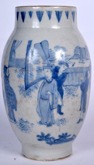 A CHINESE BLUE AND WHITE TRANSITIONAL STYLE PORCELAIN