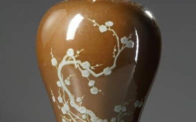 A CHINESE BROWN GROUND MEIPING VASE, CHINA, 20TH