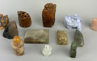 A COLLECTION OF CHINESE / ASIAN STONE AND JADE...