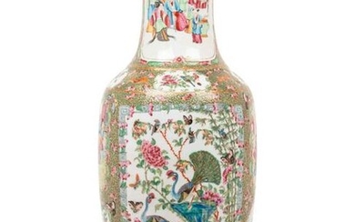 A Chinese Export Rose Medallion Porcelain Baluster Vase