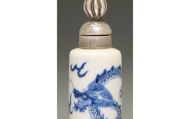 A Chinese blue and white miniature vase, 18th c, painted wit...