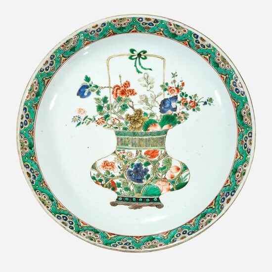 A Chinese famille verte-decorated porcelain charger
