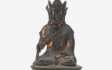 A Chinese lacquered bronze figure of Guanyin 铜加漆观音造像 Ming Dynasty 明