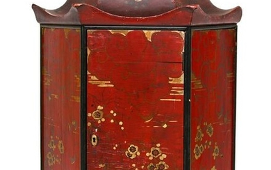 A Chinoiserie decorated hanging cupboard