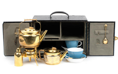 A Christopher Dresser design cased tea-set for two persons, retailed by Kendall & Co, Paris, circa 1905