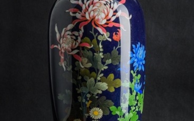 A Cloisonné Enamel Vase "Chrysanthemums" by Adachi Kinjiro Japan, Meiji period.