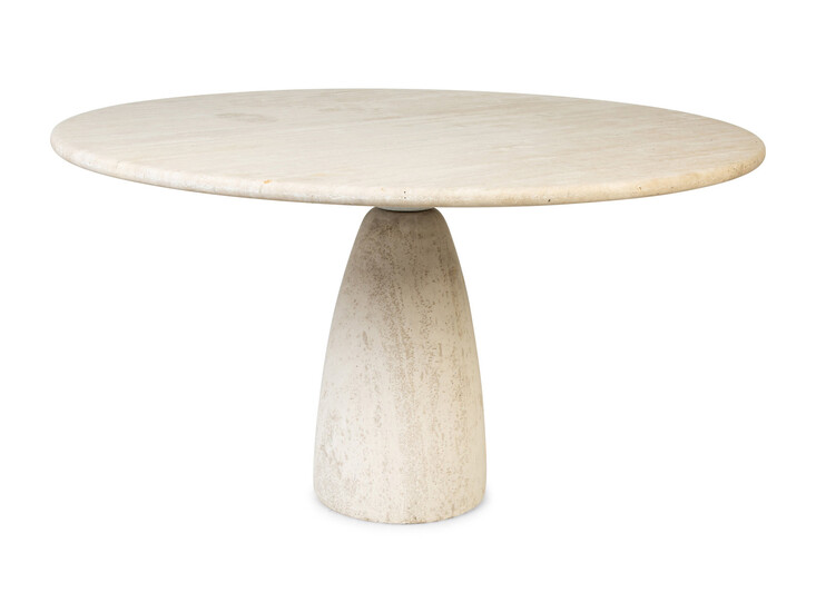 A Contemporary Travertine Pedestal Table
