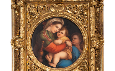 A Continental Porcelain Plaque After Raphael's Madonna della Sedia