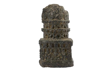 A DARK SCHIST CARVING OF A VOTIVE STUPA Ancient region of Gandhara, 2nd - 3rd century
