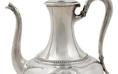 A French Silver Coffee Pot Height 8 1/4 x length over