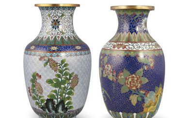 A GROUP OF TWO (2) CLOISONNE VASES BY...