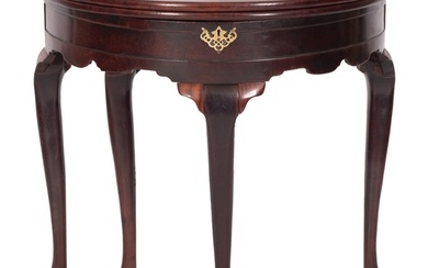 A George II mahogany and walnut demi-lune tea table, mid 18t...