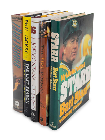 A Group of 5 Signed Autograph Books From Notable Hall of Fame Athletes Including Hank Aaron, Bart Starr, Joe Montana and Phil Jackson