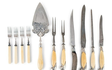 A Group of English Antler and Bone-Handled Flatware and