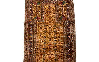A HAND KNOTTED PERSIAN WOOL BELOUCH PRAYER RUG, LATE 19TH / ...