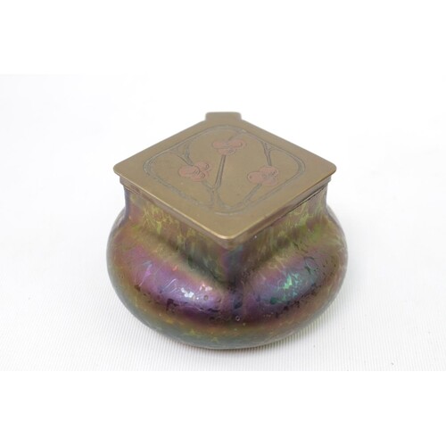 A Kralik opalescent glass inkwell, in the manner of Loetz, h...
