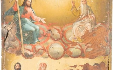 A LARGE ICON SHOWING THE NEW TESTAMENT TRINITY AND