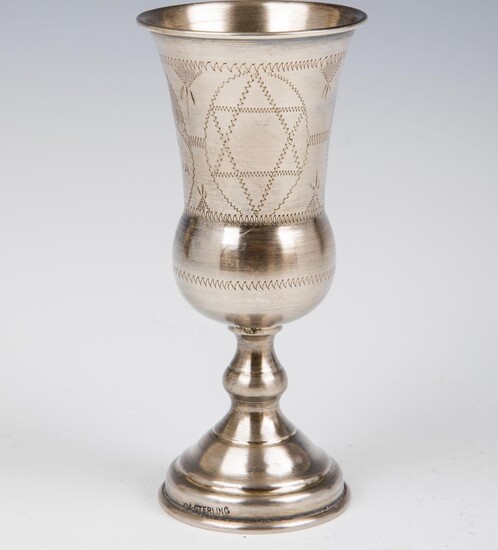 A LARGE STERLING SILVER KIDDUSH GOBLET American, c.
