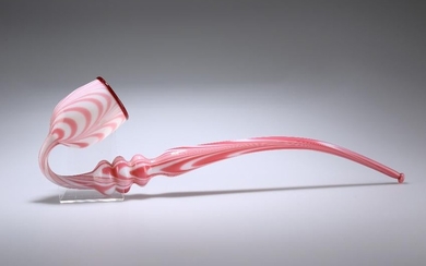 A LARGE VICTORIAN NAILSEA "END OF DAY" GLASS PIPE, pink