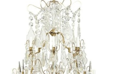 A Louis XV style metal & glass chandelier