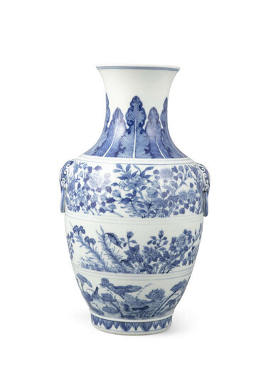 A MING STYLE BLUE AND WHITE ‘FLOWER’ PORCELAIN...