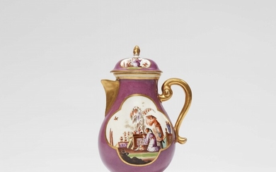 A Meissen porcelain coffee pot with chinoiseries