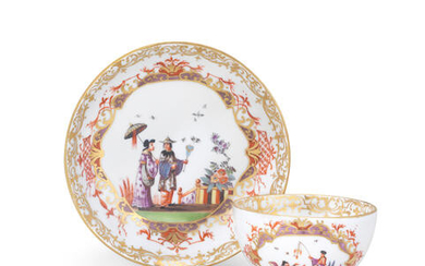 A Meissen teabowl and saucer, circa 1735