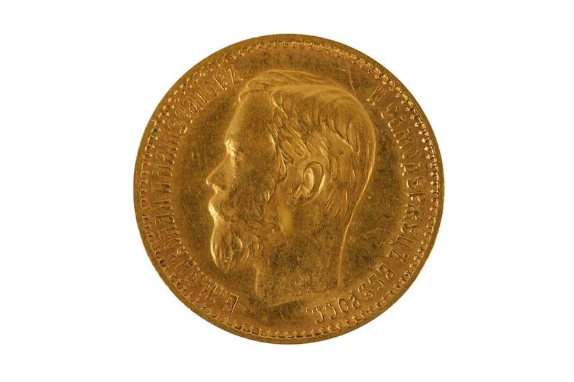 A Nicholas II Russian Empire gold 5 Rubles coin, dated 1899
